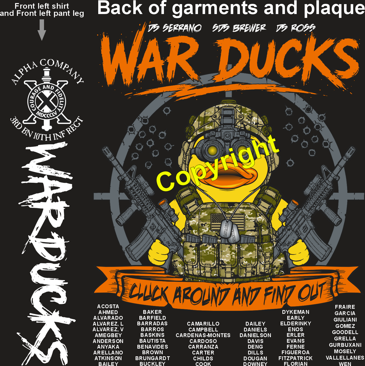 ALPHA 3-10 WAR DUCKS GRADUATING DAY 9-3-26 PRE ORDERS