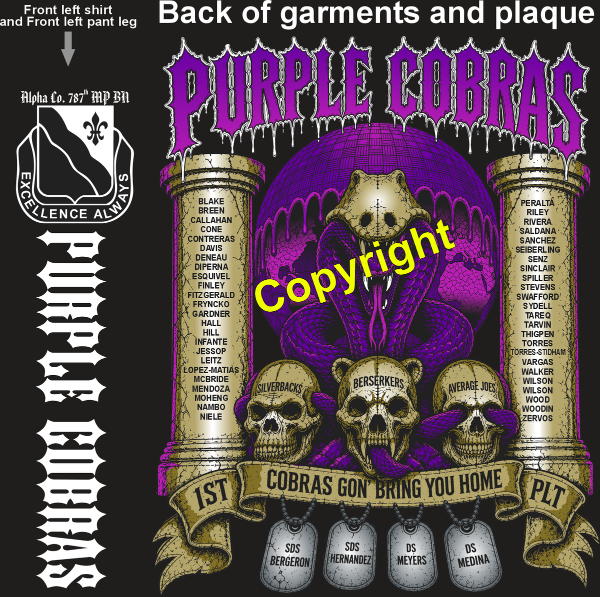 ALPHA 787 PURPLE COBRAS GRADUATING DAY 9-17-26 PRE ORDERS