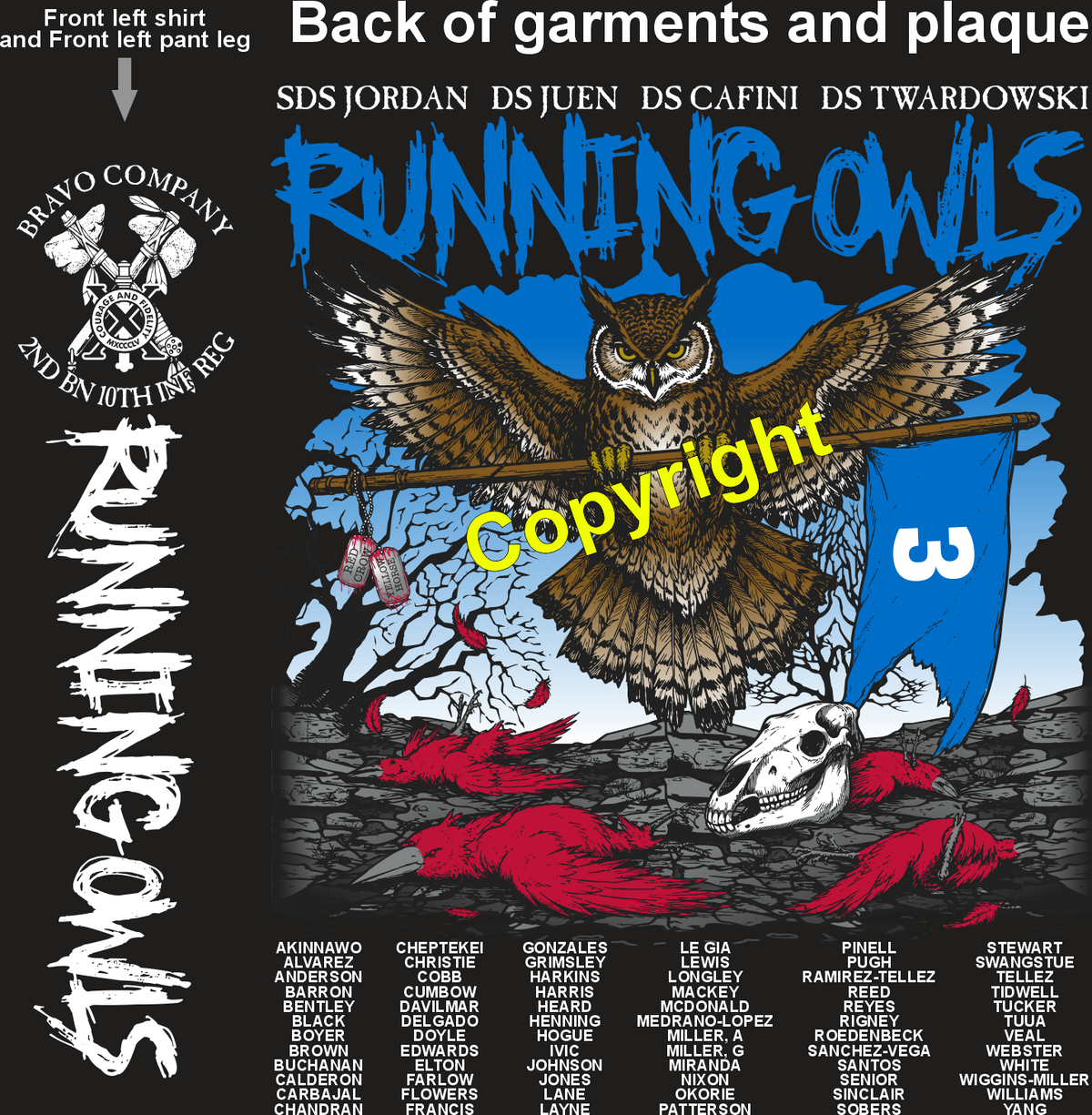 BRAVO 2-10 RUNNING OWLS GRADUATING DAY 8-13-26 PRE ORDERS