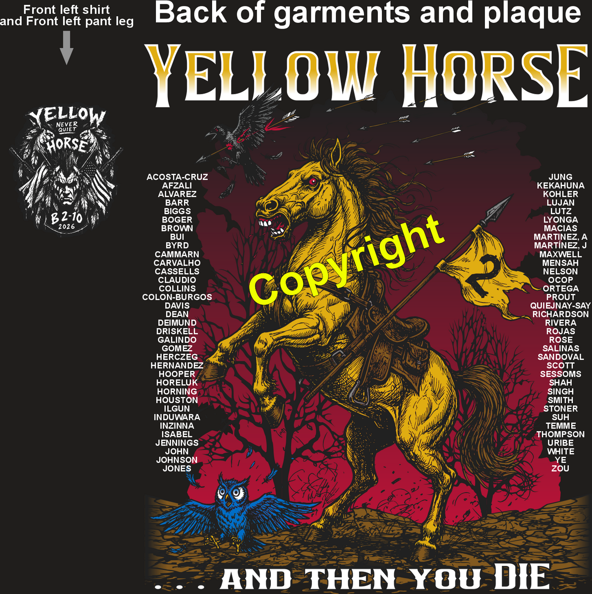 BRAVO 2-10 YELLOW HORSE GRADUATING DAY 11-5-26 PRE ORDERS