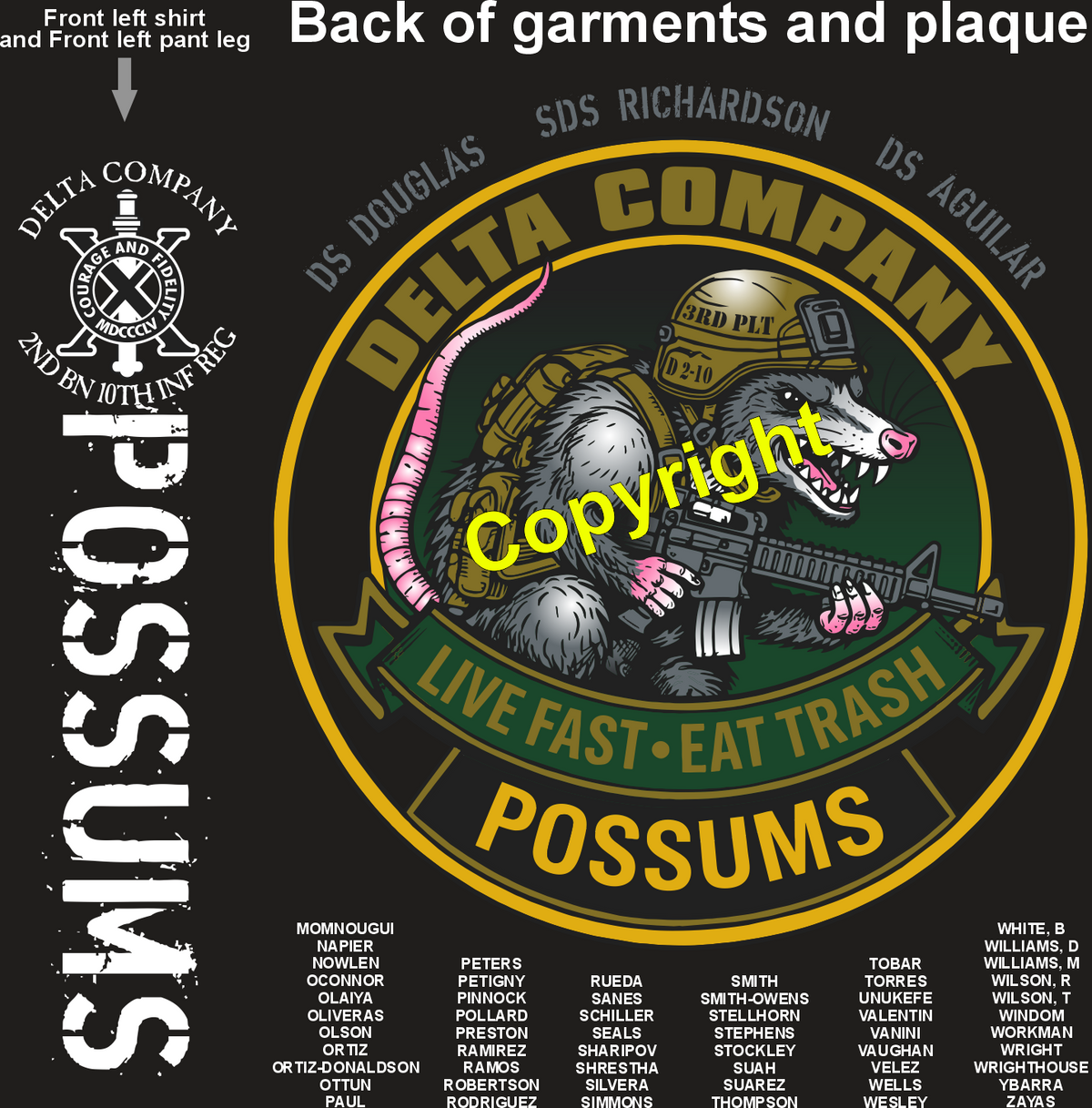 DELTA 2-10 POSSUMS GRADUATING DAY 5-7-26 PRE ORDER