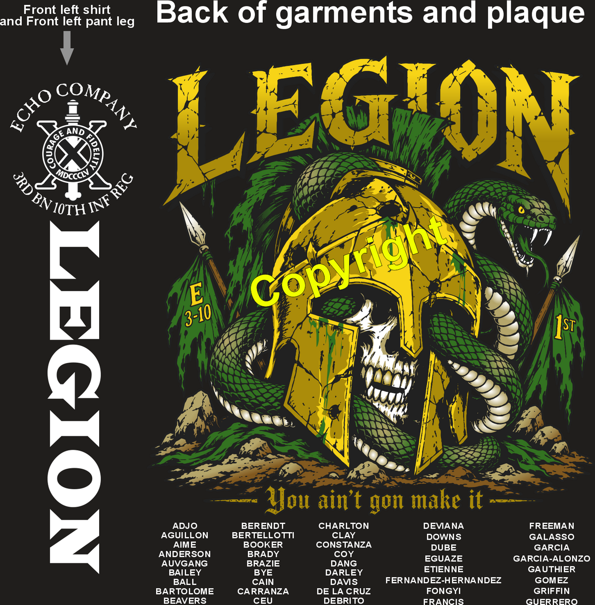 ECHO 3-10 LEGION GRADUATING DAY 10-22-26 PRE ORDERS