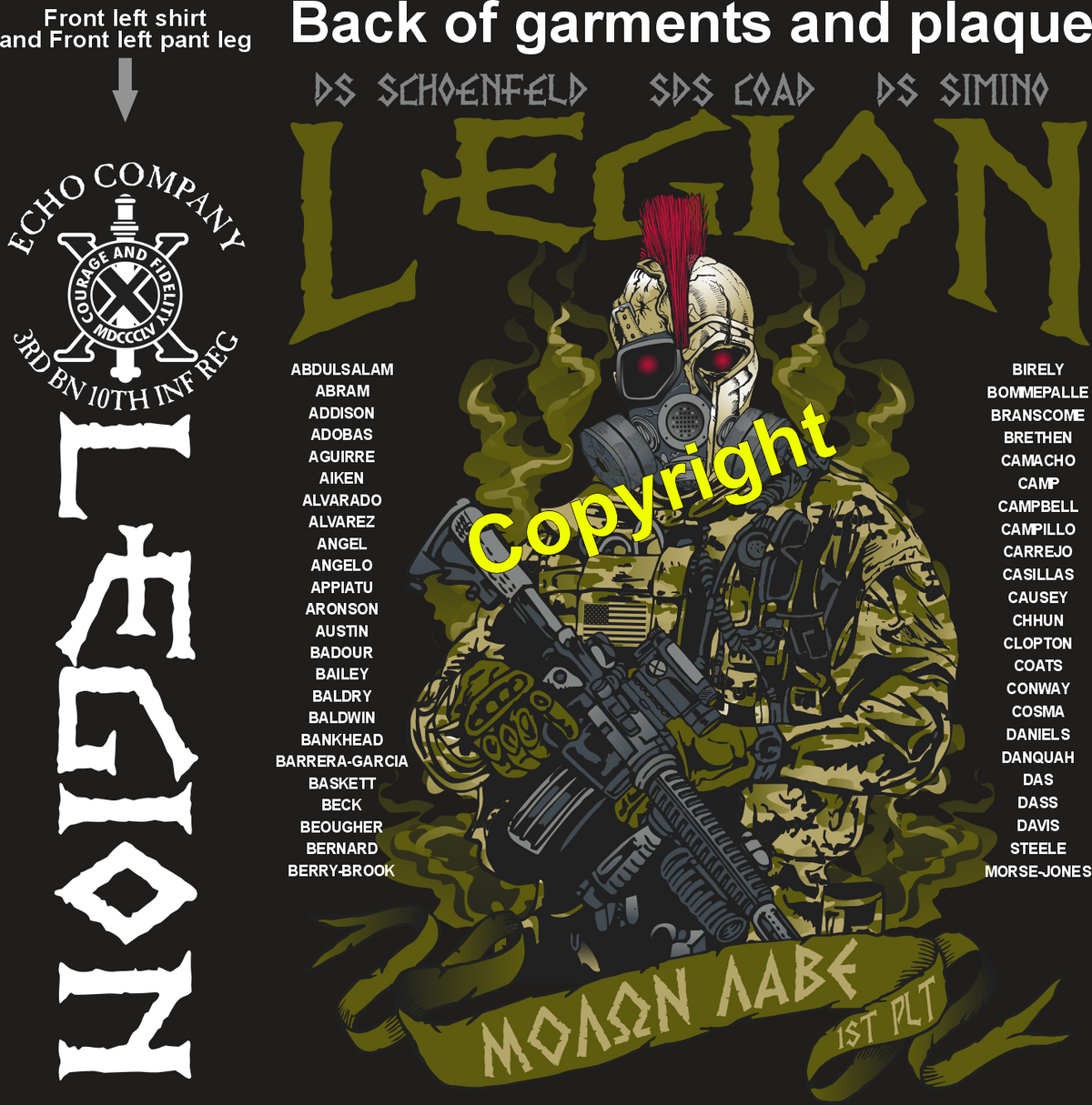 ECHO 3-10 LEGION GRADUATING DAY 7-30-26 PRE ORDERS